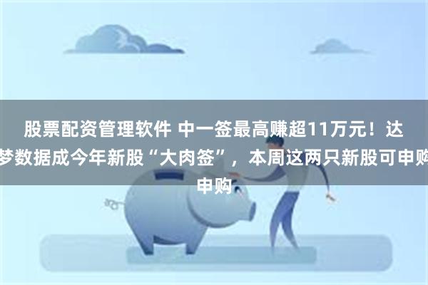 股票配资管理软件 中一签最高赚超11万元！达梦数据成今年新股“大肉签”，本周这两只新股可申购