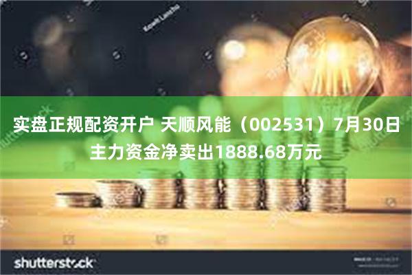 实盘正规配资开户 天顺风能（002531）7月30日主力资金净卖出1888.68万元