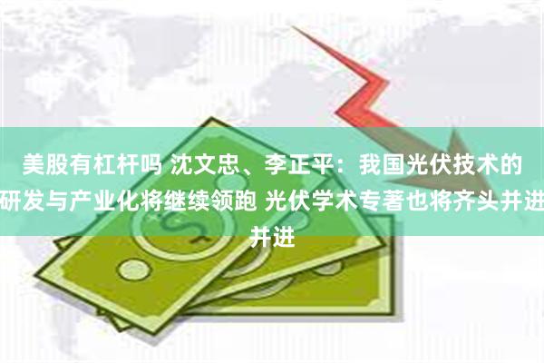 美股有杠杆吗 沈文忠、李正平：我国光伏技术的研发与产业化将继续领跑 光伏学术专著也将齐头并进